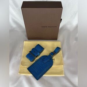Authentic Louis Vuitton (Blue)  Epi Luggage Tag Set